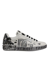 Dolce & Gabbana White Crystal Logo Portofino Sneakers Shoes